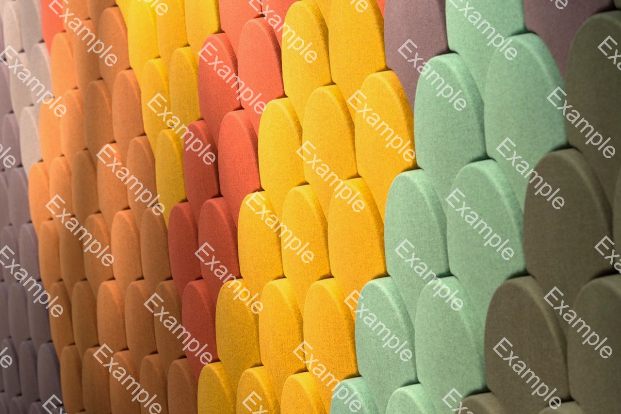 Colorful repeated textured panels covered by tiled Example watermarks